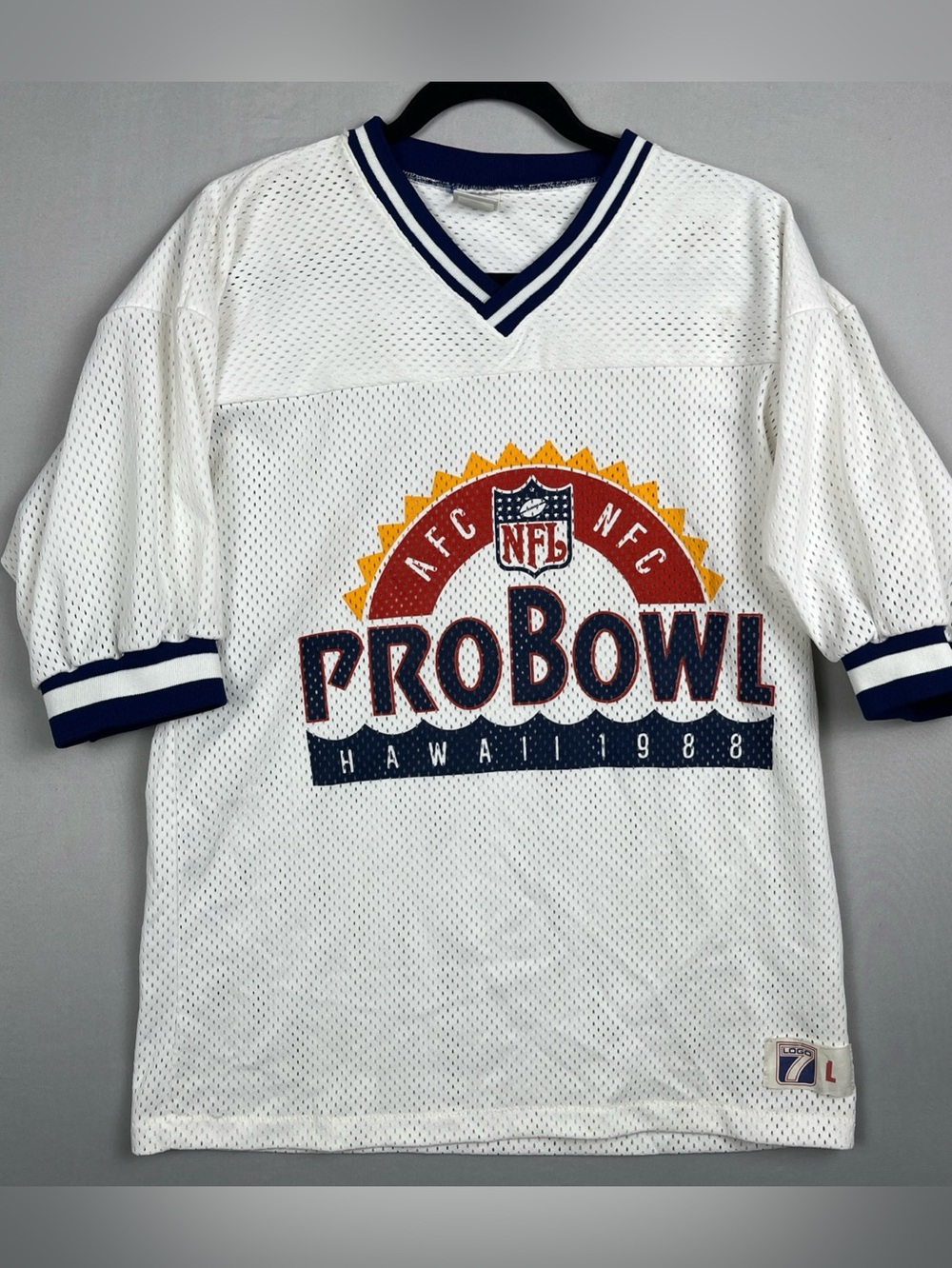 Vintage NFL Pro Bowl Jersey Hawaii Men’s Large 1988 Logo 7 White Mesh 80s